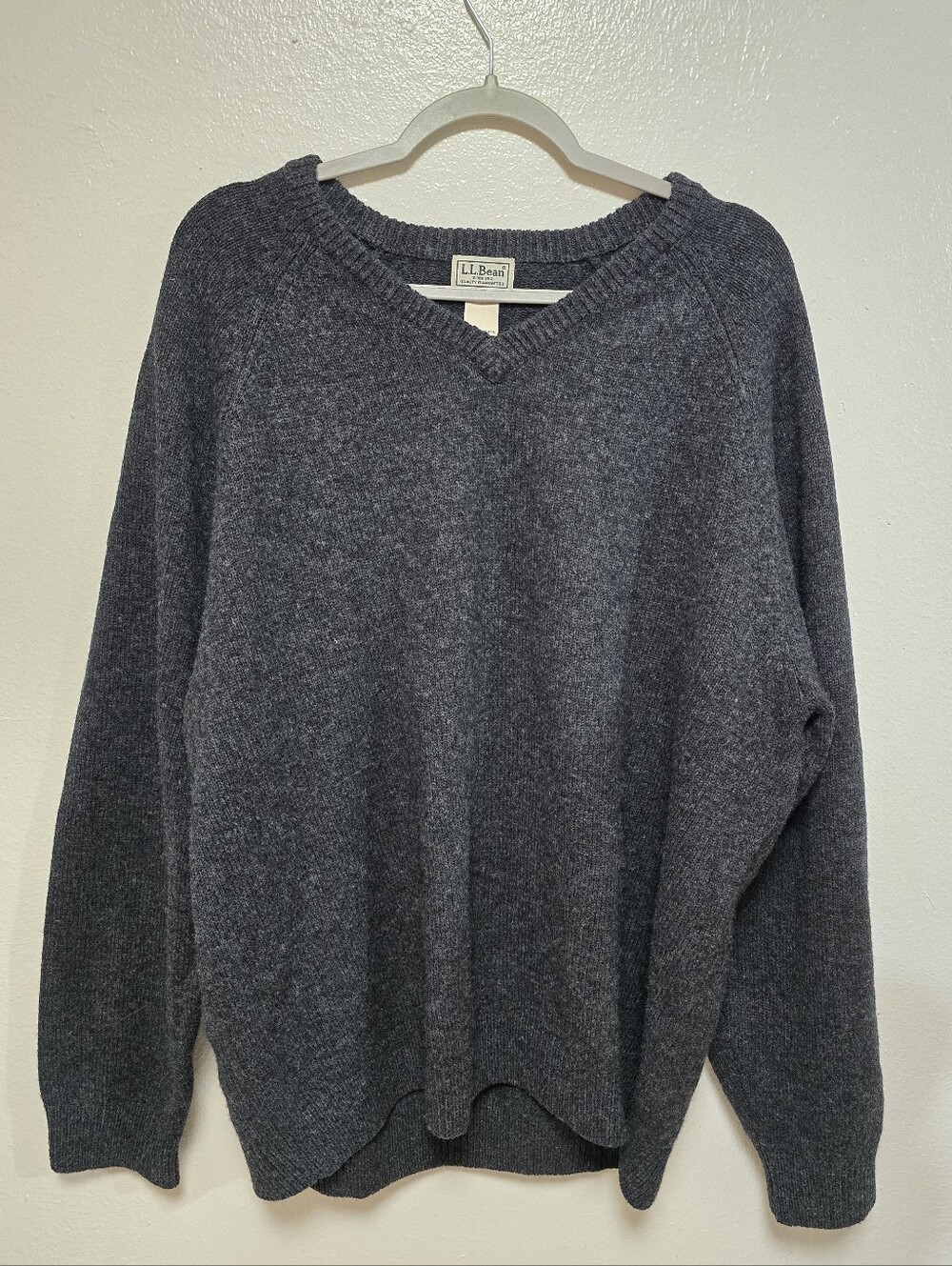 L.L. Bean Lambswool V-neck Pullover Vintage Sweater Gray Size XXL